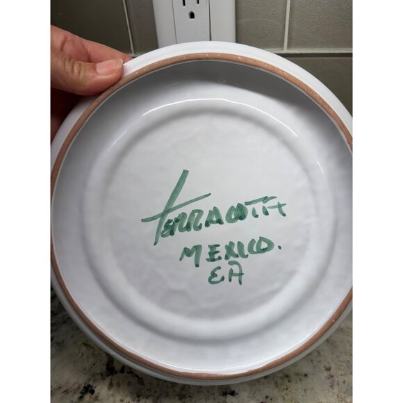 Signed Mexican Talavera Hand-Painted Cheese Butter Dish Lid Plate Table Top Read - Picture 8 of 14